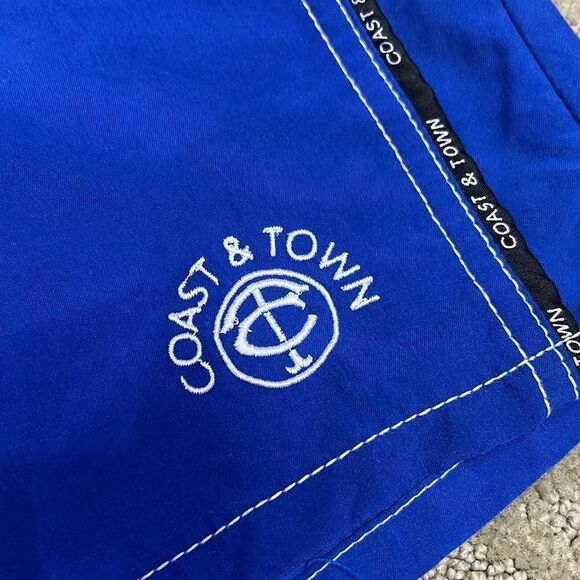 Coast & Town Men’s XG Blue/Black Board Shorts w Pockets & Adjustable Inside Tie - Picture 3 of 8